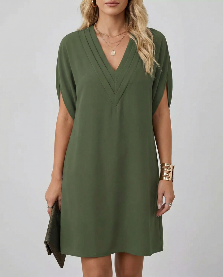 Maeva | V-Neck Multi-Layered Casual Midi Dress
