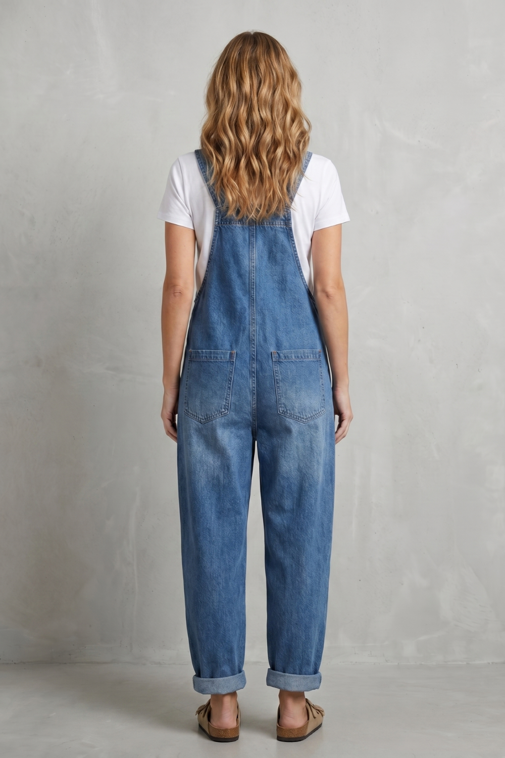 Denovia | Vintage-Wash Wide-Leg Denim Overalls