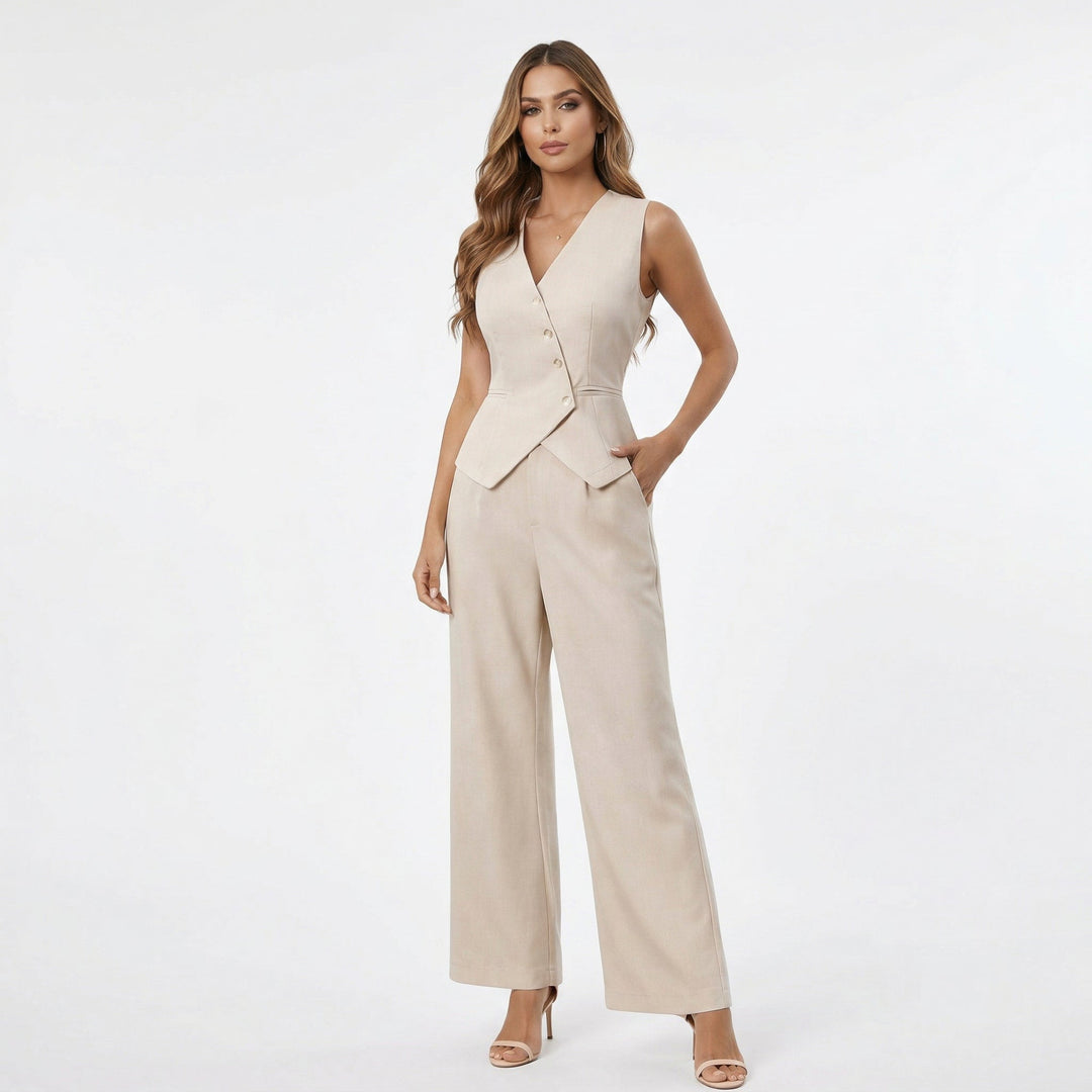 Lena | Sleeveless Vest &amp; Wide Leg Pants Set