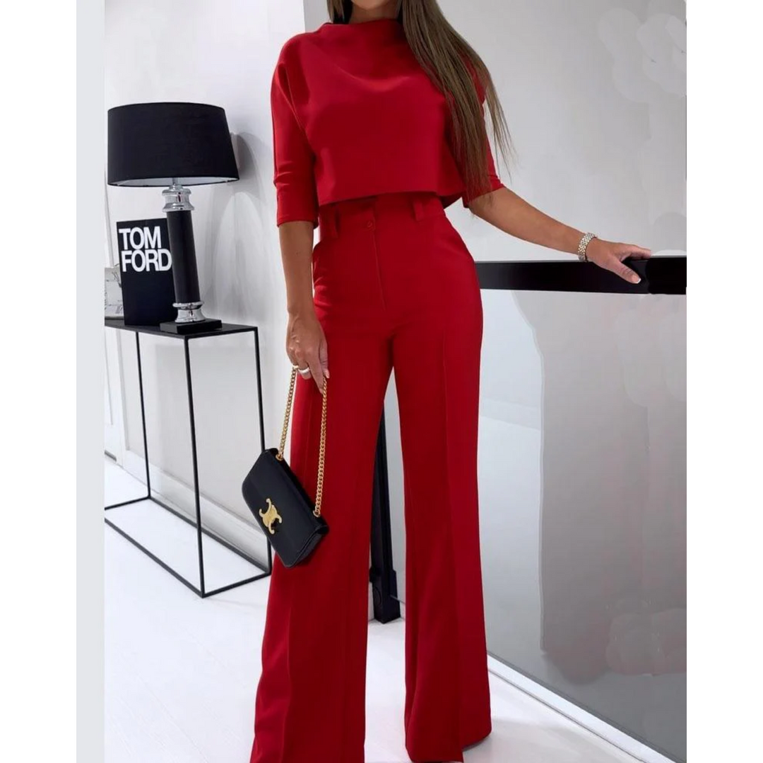 Cora | Cropped Blazer Wide-Leg Pant Set