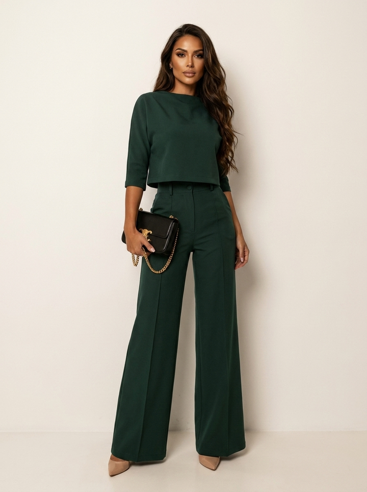 Cora | Cropped Blazer Wide-Leg Pant Set