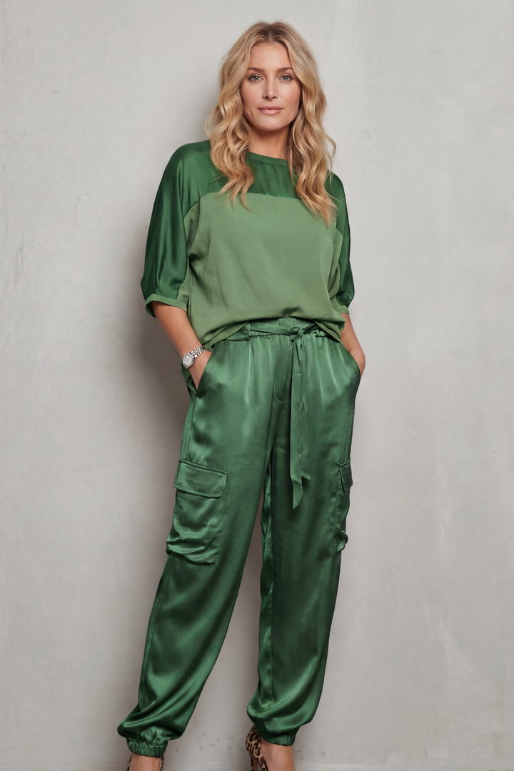 Finley | Silky Cargo Short Sleeve Lounge Set
