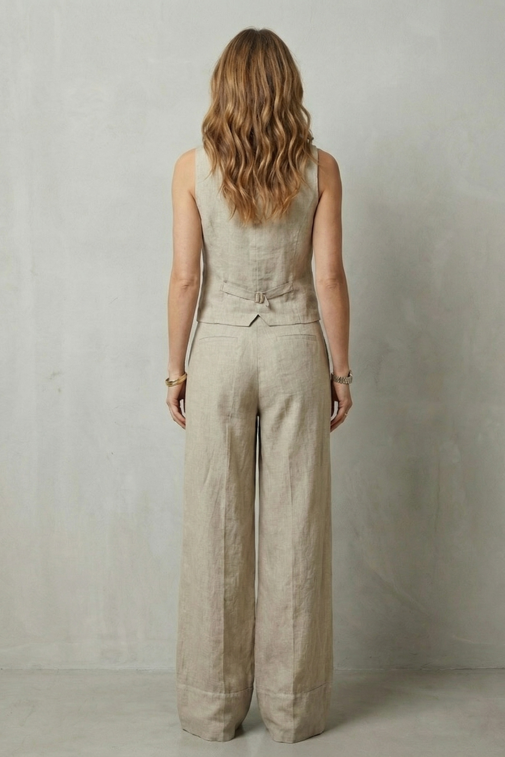 Linéaura | Sleeveless Tailored Vest &amp; Wide-Leg Pant Set