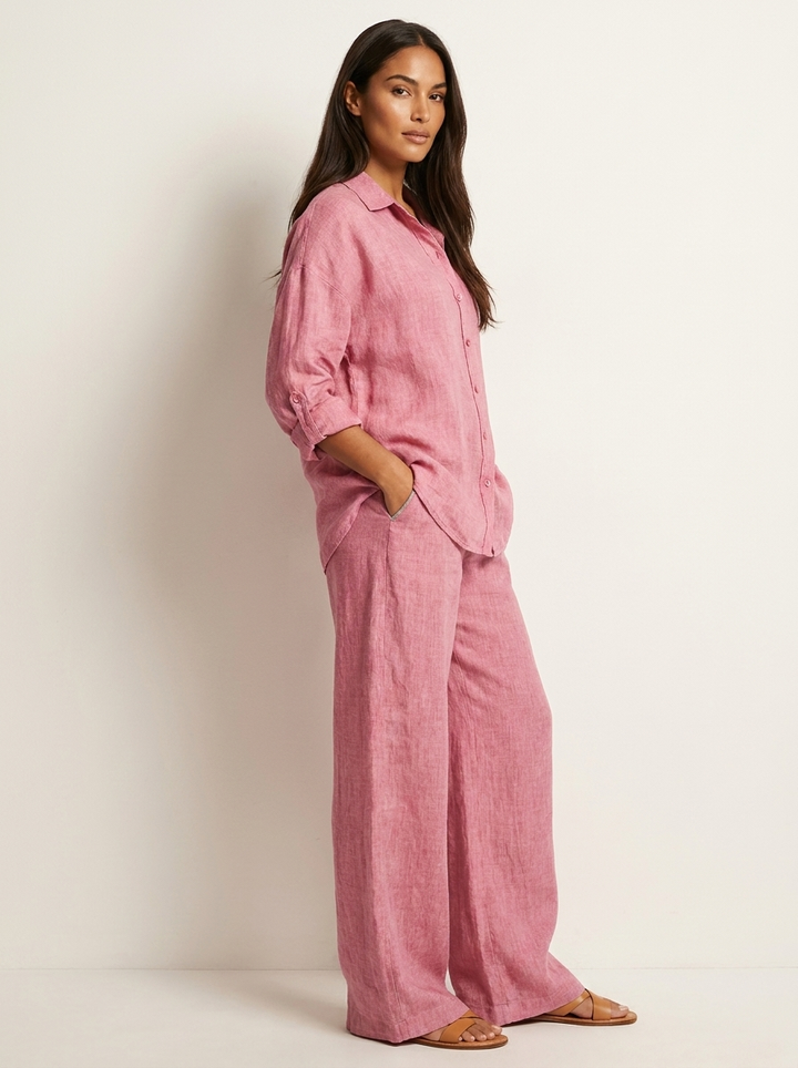 Romy | Linen-Blend Wide-Leg Two-Piece Set