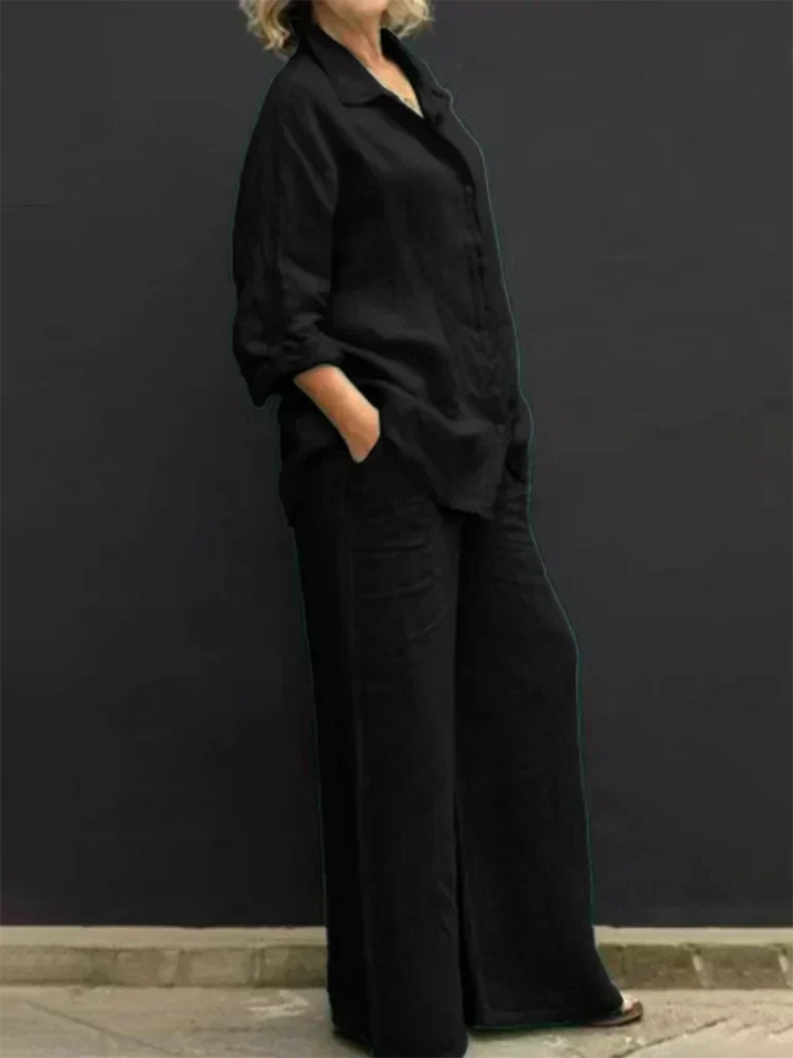 Romy | Linen-Blend Wide-Leg Two-Piece Set