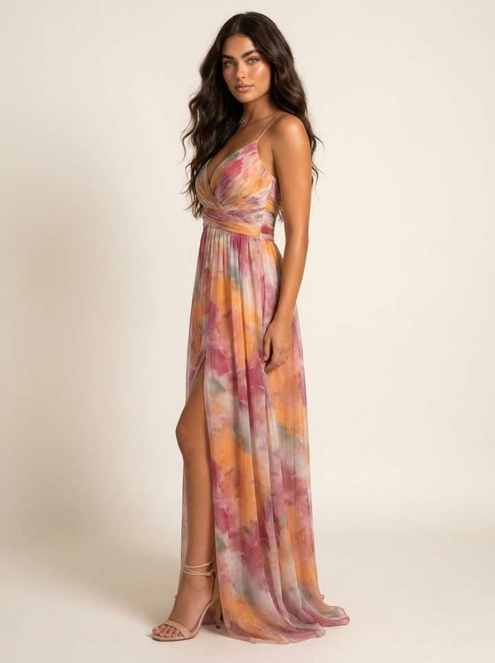 Isadora | Watercolor Print Maxi Dress