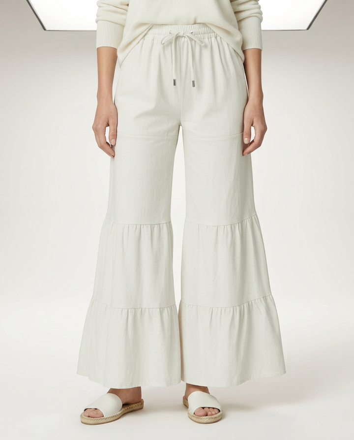 Lora | Tiered Wide Leg Pants with Elastic Waist