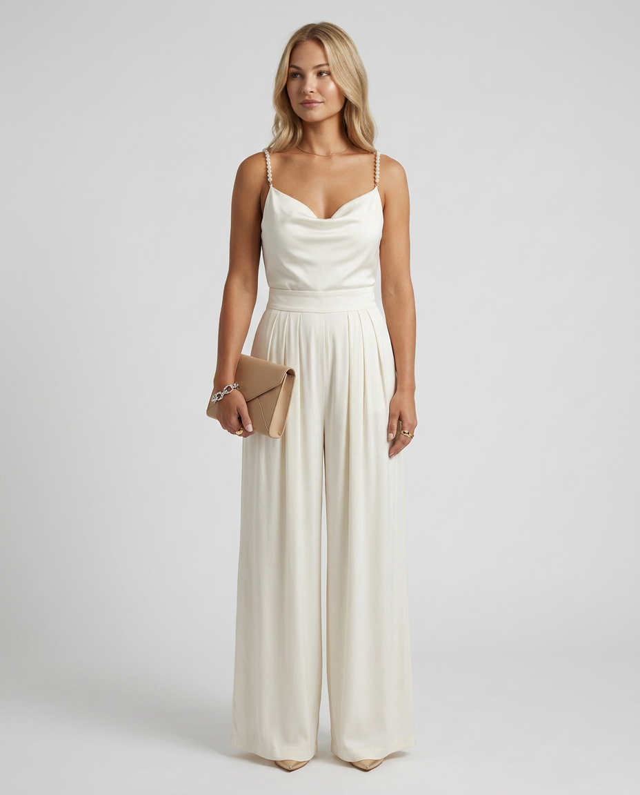 Noelle | Cowl Neck Jumpsuit with Straight-Leg Pants