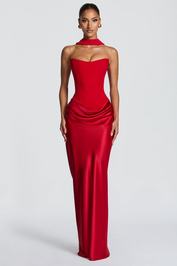 Seraphina | Satin Tie-Up Maxi Dress