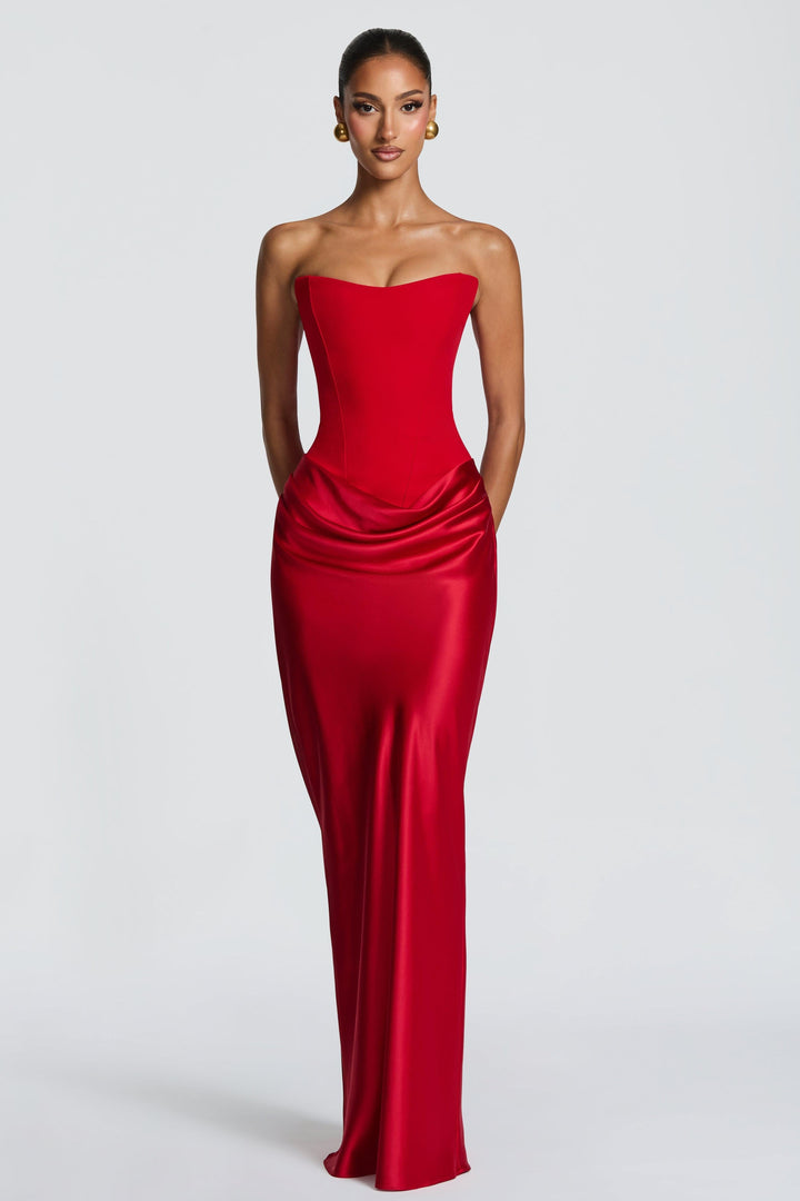 Lena | Satin-Look Tie-Up Maxi Dress