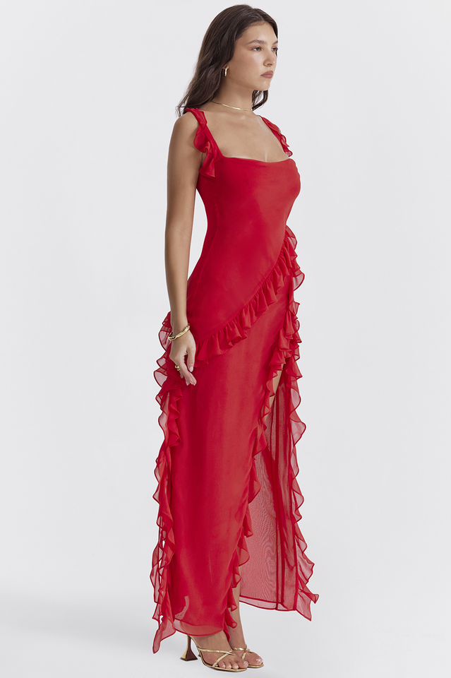 Eunice | Ruffle Slit Maxi Dress