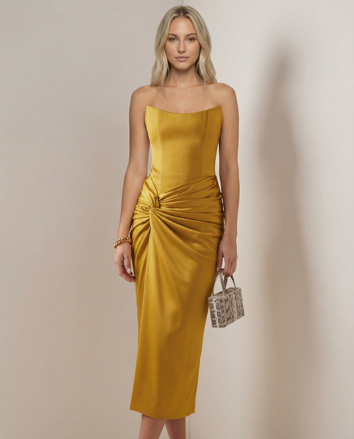 Lea | Maxi Dress with Draped Waist and Strapless Corset