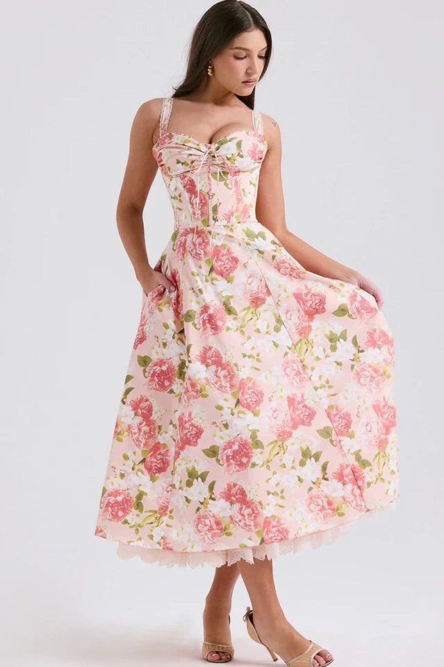 Ann | Midi Sundress with Floral Print