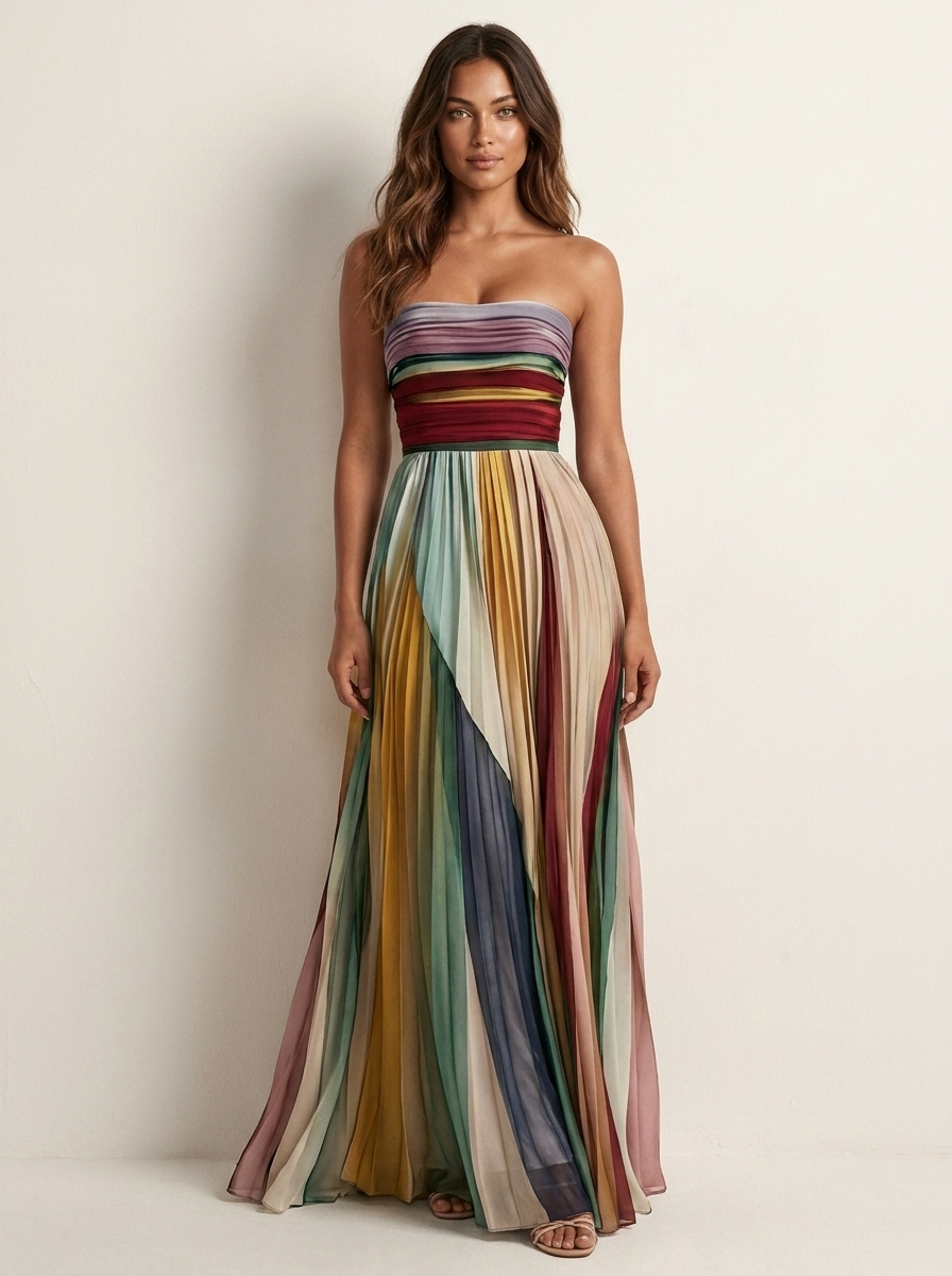 Celeste | colorful Pleated Maxi