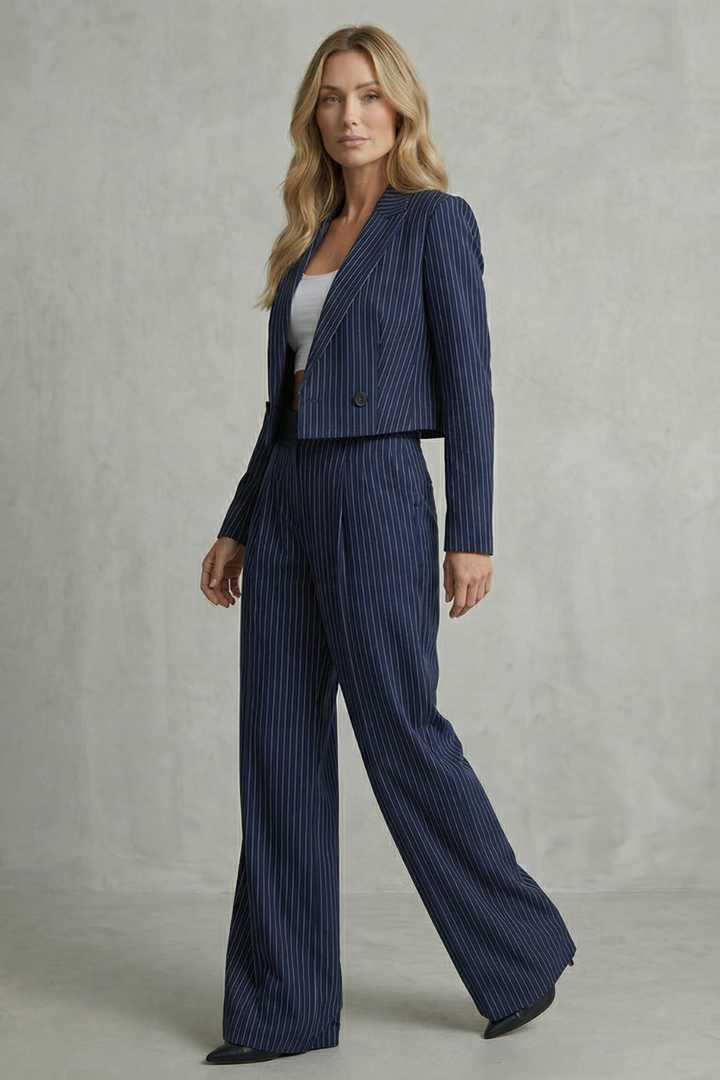 Stravelle | Striped Tailored Blazer &amp; Pant Two-Piece Set