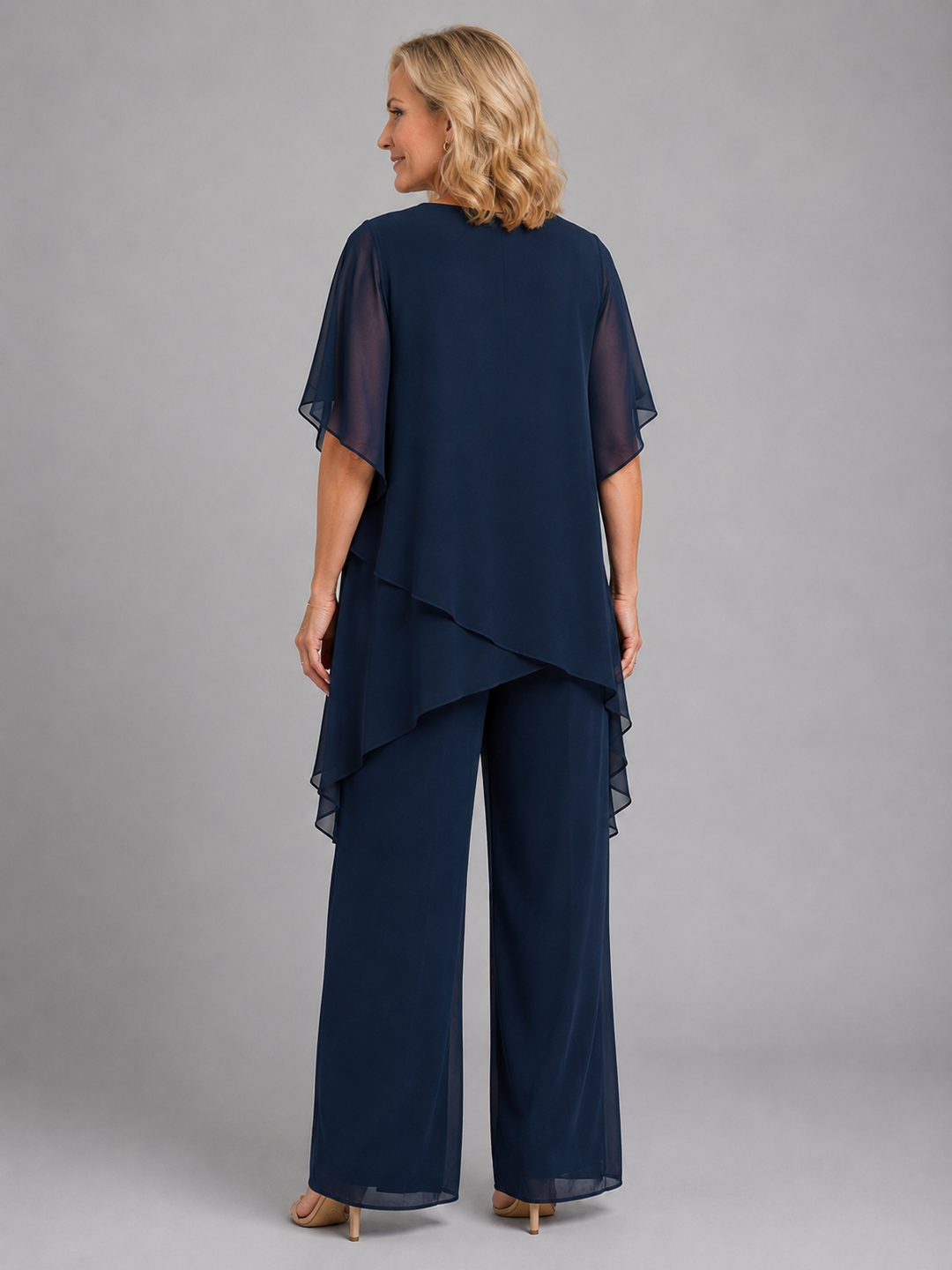 Romy | Asymmetric Layered Chiffon Wide-Leg Set