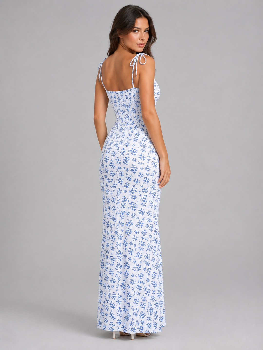 Cora | Floral Lace-Up Maxi Dress