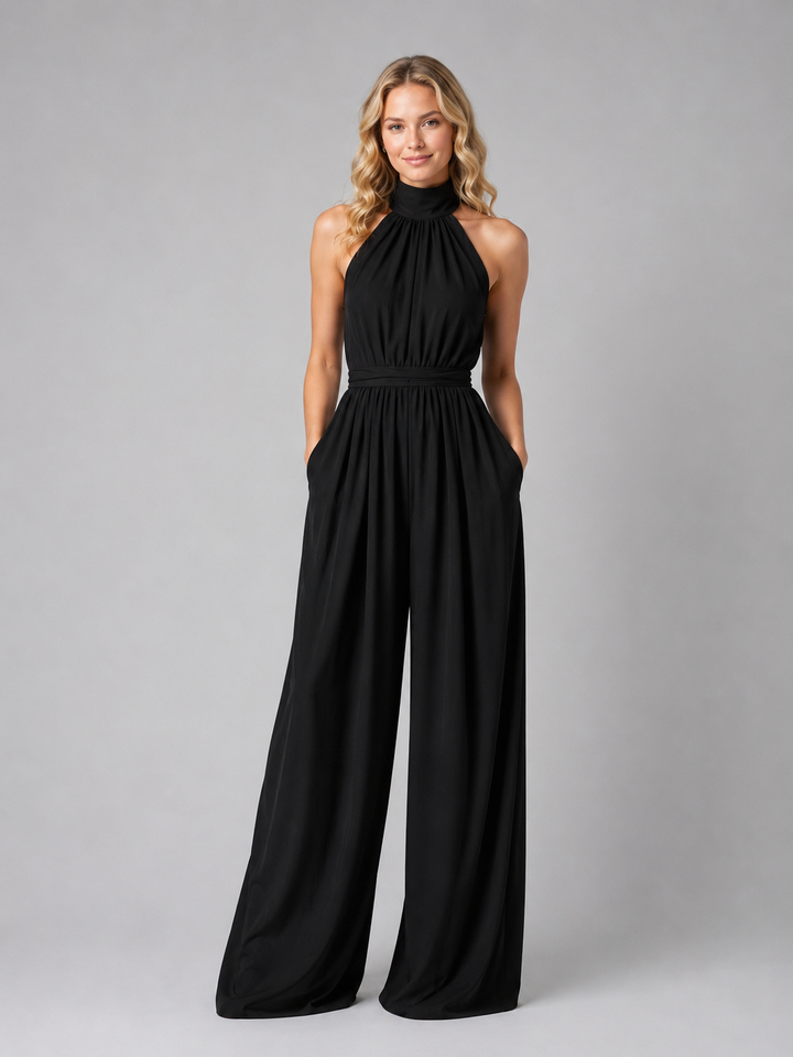Tatum | Halter Neck Wide Leg Jumpsuit