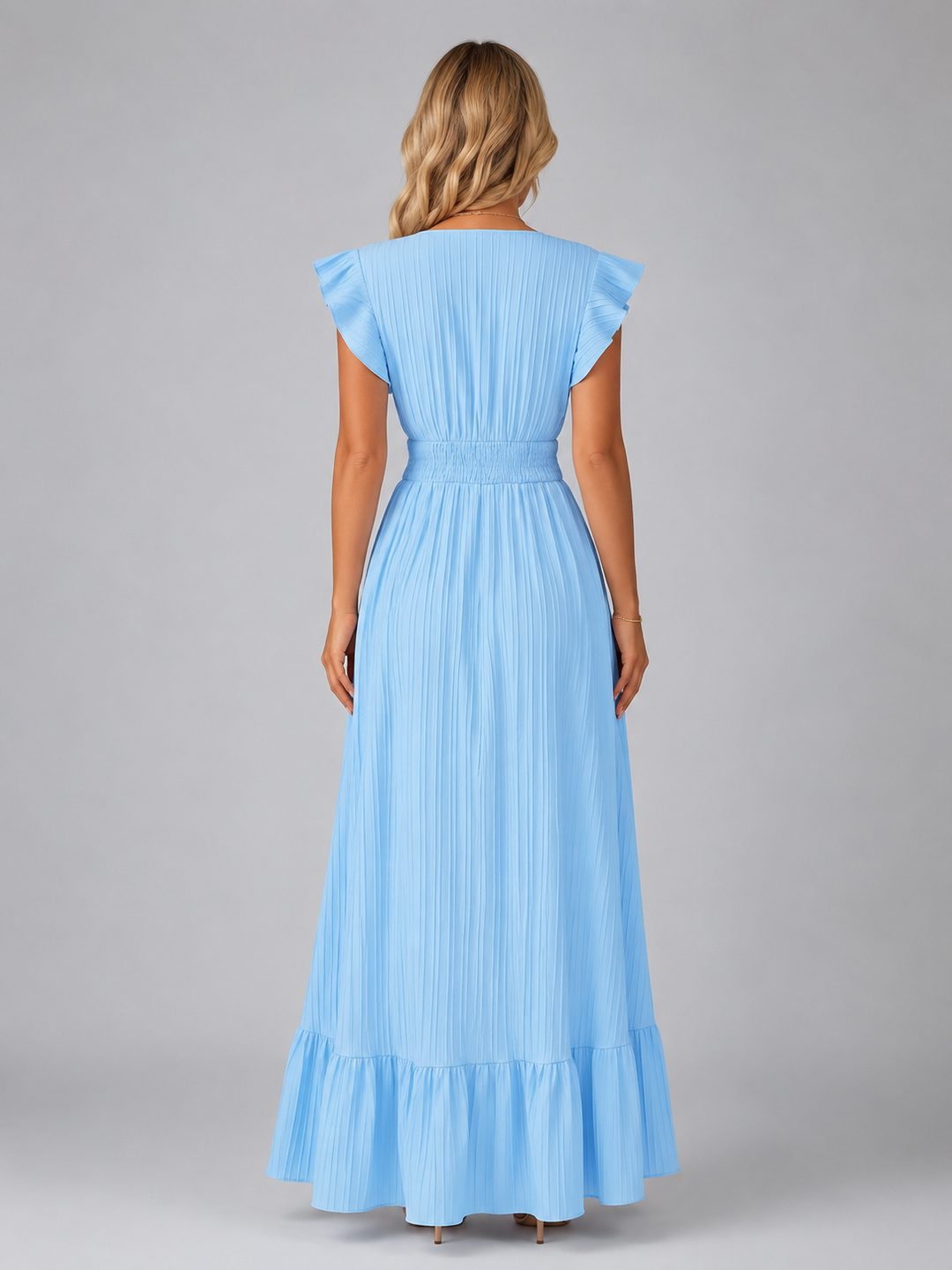 Florentine | Pleated Flutter Sleeve Maxi Dress