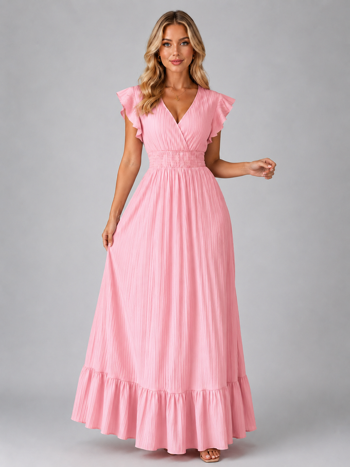Florentine | Pleated Flutter Sleeve Maxi Dress