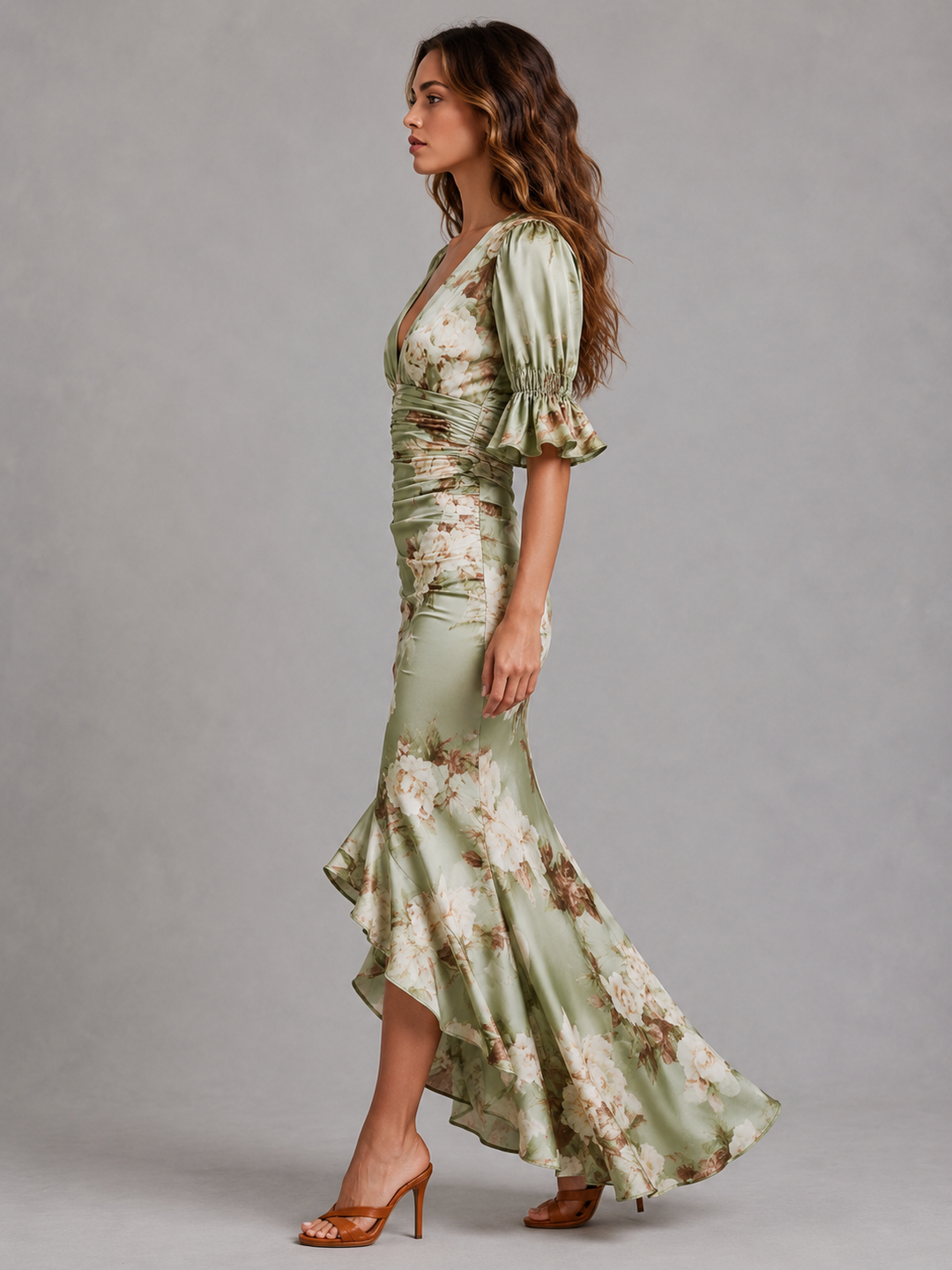 Mabel | Ruched Waist Floral Maxi Dress