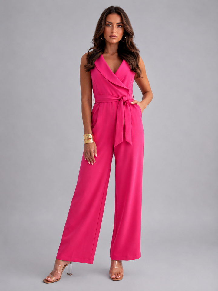 Anouk | Sleeveless Tie Waist Wide Leg Jumpsuit