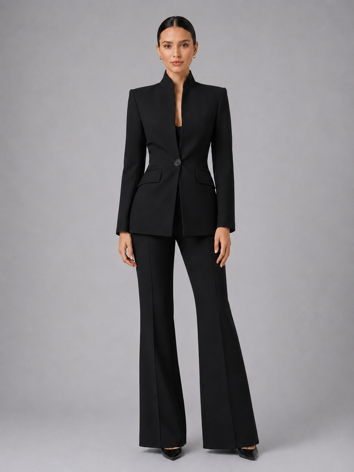 Anouk | Collarless Tailored Blazer &amp; Wide-Leg Pant Set