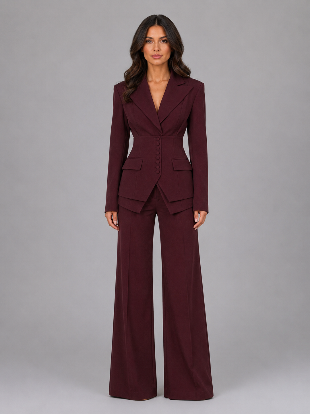 Dahlia | Cinched Waist &amp; Wide-Leg Tailored Two-Piece Set
