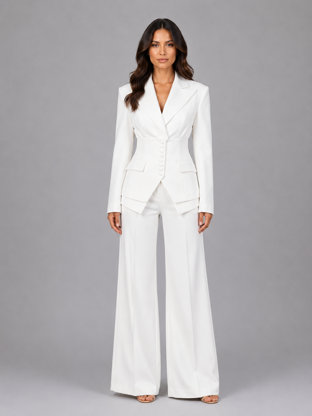 Dahlia | Cinched Waist &amp; Wide-Leg Tailored Two-Piece Set