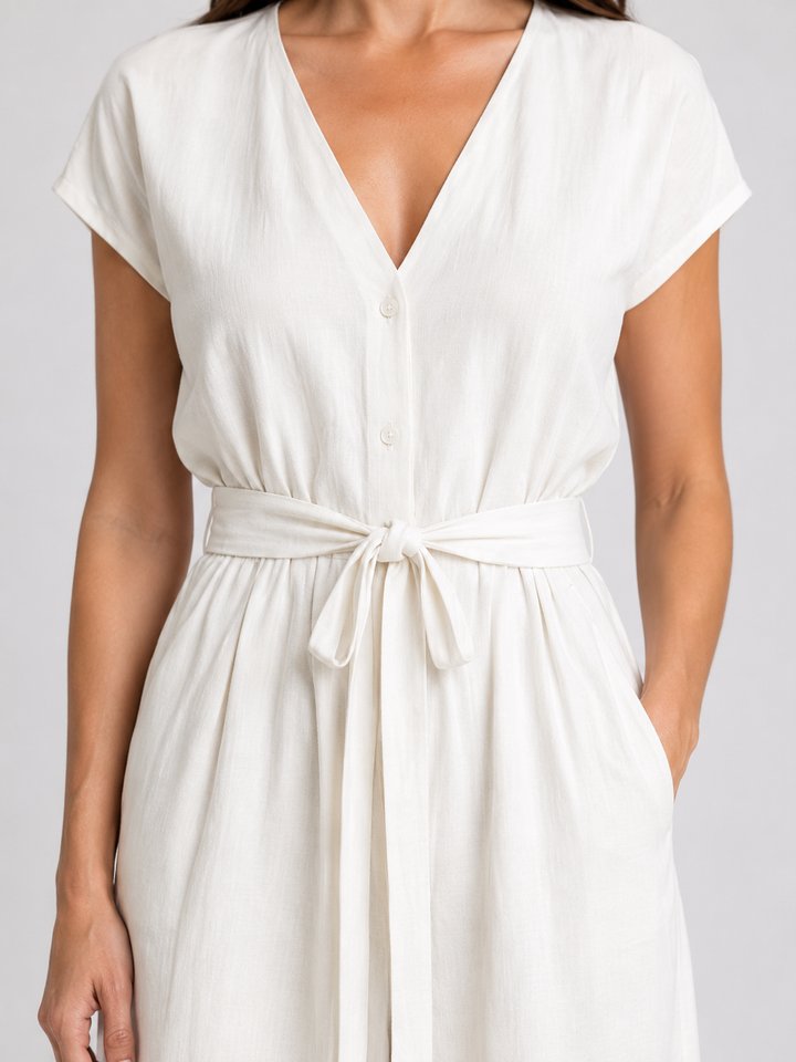 Naia | Relaxed Tie Waist Wide Leg Jumpsuit
