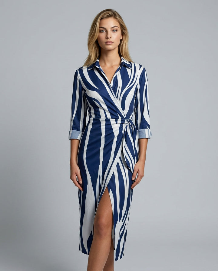 Esmee | Wrap Midi Dress in Print &amp; Solid colors