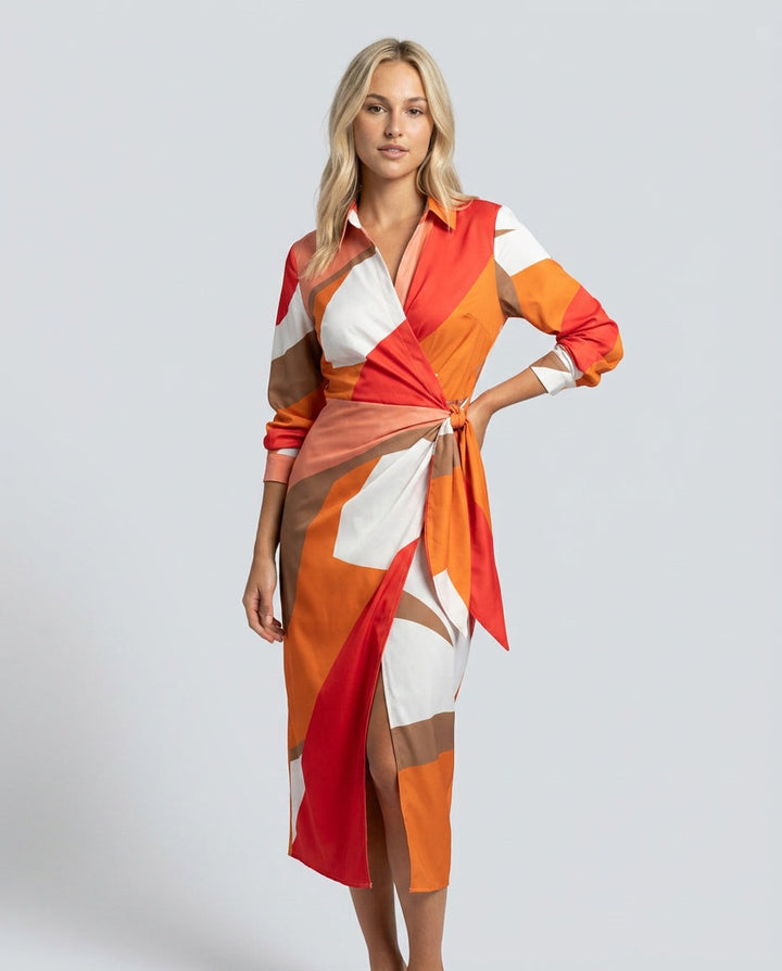 Esmee | Wrap Midi Dress in Print &amp; Solid colors